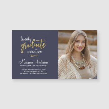 Graduation Photo Name Cards Faux Gold Foil Accents by HolidayInk at Zazzle