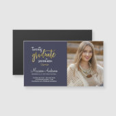 Graduation Photo Name Cards Faux Gold Foil Accents (Front/Back)