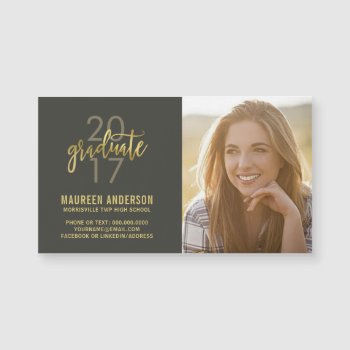 Graduation Photo Name Cards Faux Gold Grad by HolidayInk at Zazzle
