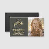 Graduation Photo Name Cards Faux Gold Grad (Front/Back)