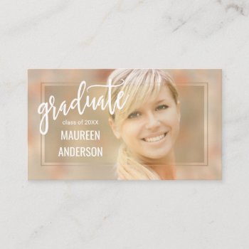 Graduation Photo Name Cards Handwritten Script by HolidayInk at Zazzle