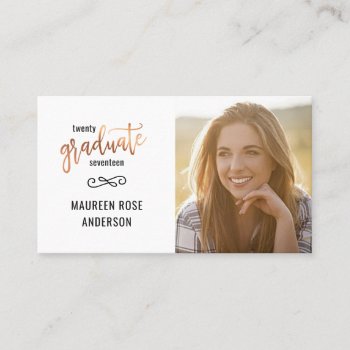 Graduation Photo Name Cards Rose Gold Accent by HolidayInk at Zazzle