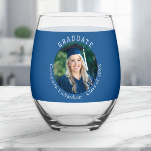 Graduation Photo Name Custom Graduate Keepsake Stemless Wine Glass