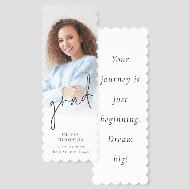 Graduation Photo Name Motivational Quote Bookmarks (Front & Back)