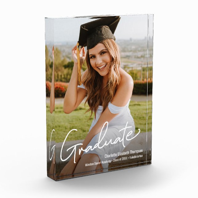 Graduation Photo Name School Graduate script Block (Left)