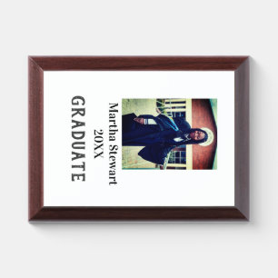 Graduation photo name year class university simple award plaque