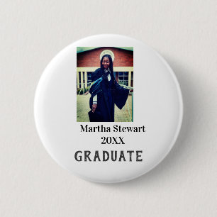 Graduation photo name year class university simple button