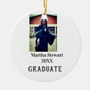 Graduation photo name year class university simple ceramic ornament