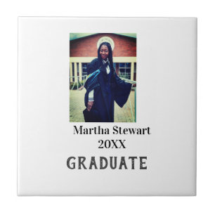 Graduation photo name year class university simple ceramic tile