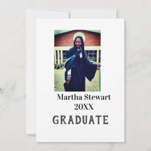 Graduation photo name year class university simple invitation