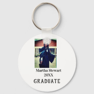Graduation photo name year class university simple keychain