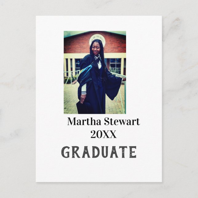 Graduation photo name year class university simple postcard (Front)