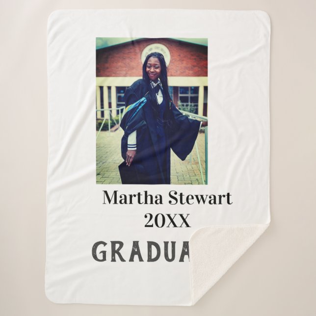 Graduation photo name year class university simple sherpa blanket (Front)