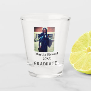 Graduation photo name year class university simple shot glass