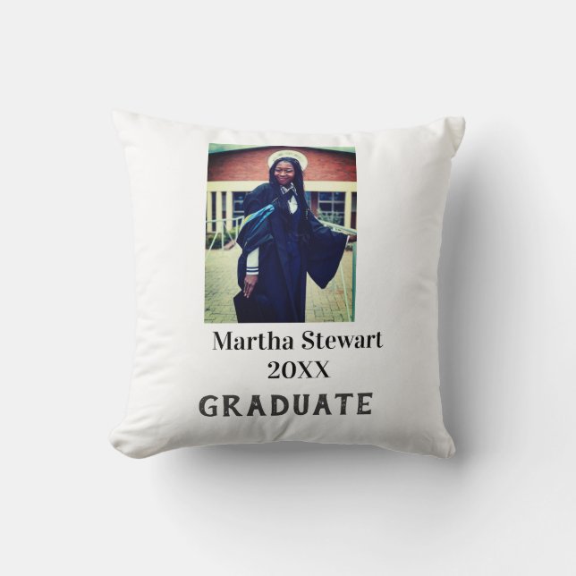 Graduation photo name year class university simple throw pillow (Front)