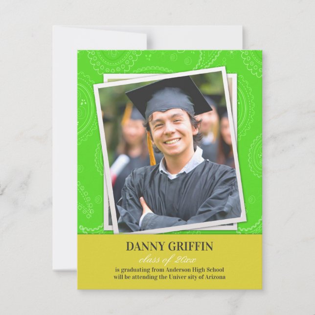 Graduation Photo Paisleys Announcement (Front)