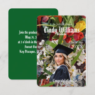 Graduation photo party flowers invitation