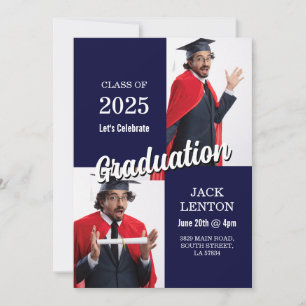 Graduation Photo Party Modern Simple Mens Invitation