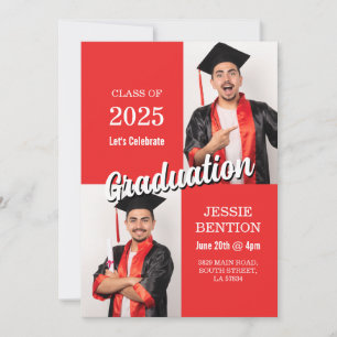 Graduation Photo Party Modern Simple Mens Invitation