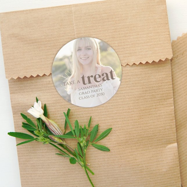 Graduation Photo Party Treat Custom Classic Round Sticker (Creator Uploaded)
