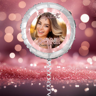 Graduation Photo Pink Sparkles Class Year DONE Balloon