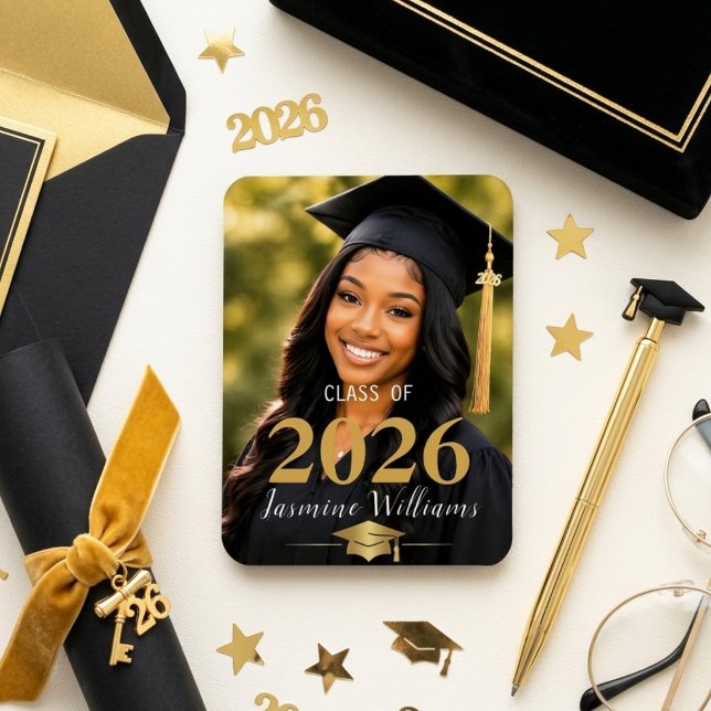Graduation Photo Portrait Gold Class Year Magnet (Creator Uploaded)