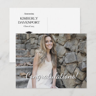 Graduation Photo Postcard Announcement