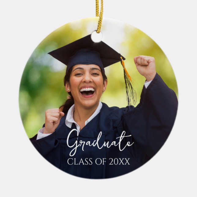 Graduation Photo Proud Graduate Gift Ceramic Ornament (Front)