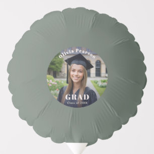 Graduation Photo Sage Green Pink Graduate Party Balloon