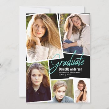 Graduation Photo Scatter Collage Modern Script Announcement by HolidayInk at Zazzle