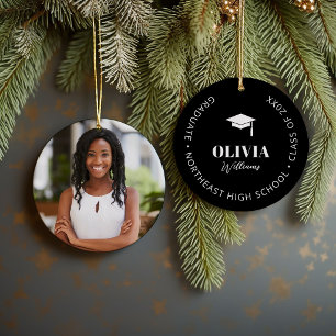 Graduation Photo School Name and Grad Year Memory Ceramic Ornament