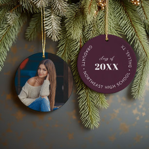 Graduation Photo School Name and Grad Year Memory Ceramic Ornament