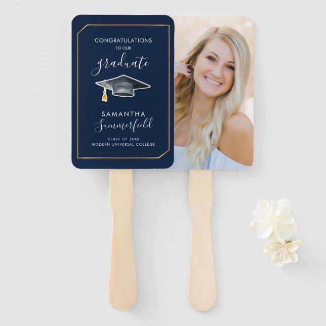 Graduation Photo Script 2026 Grad Party Hand Fan (Front and Back)
