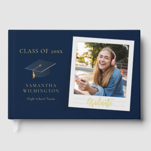 Graduation Photo Script Gold Foil Party Foil Guest Book