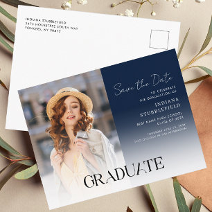 Graduation Photo Script Grad 2025 Save the Date Announcement Postcard