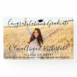 Graduation Photo & Simple Black Script Class Year Banner Graduation Photo & Simple Black Script Class Year Banner