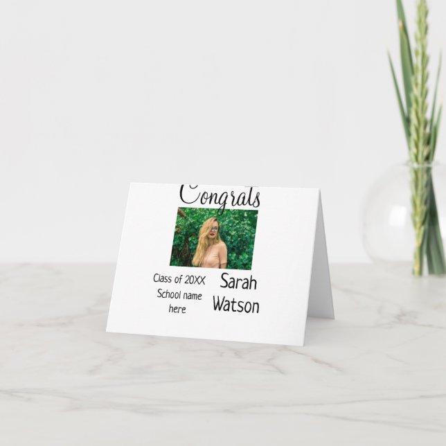 graduation photo simple classic add class year sch card (Front)