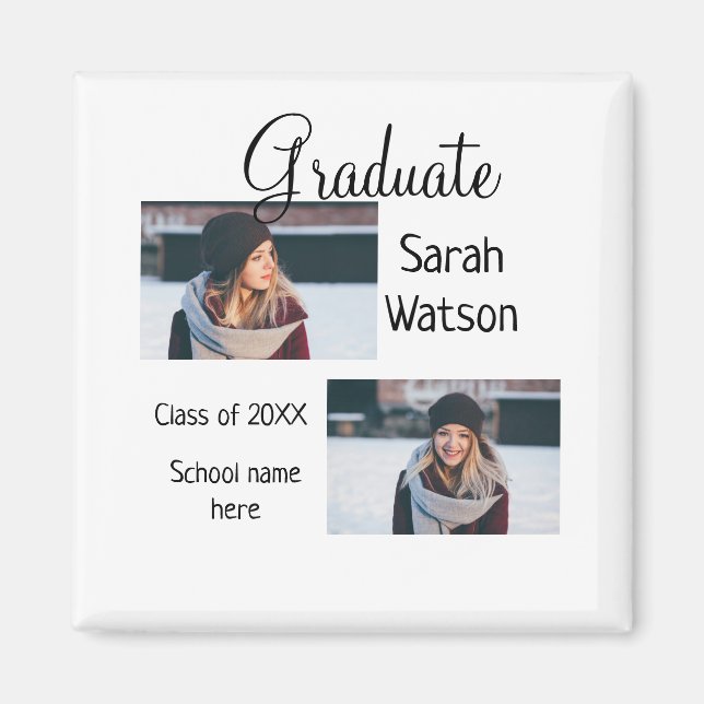 graduation photo simple classic add class year sch magnet (Front)