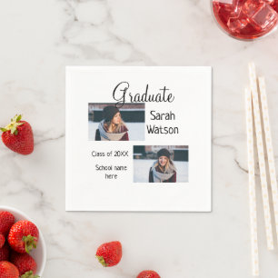 graduation photo simple classic add class year sch napkins
