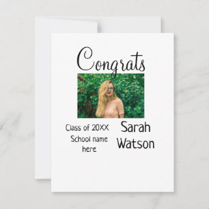 graduation photo simple classic add class year sch note card