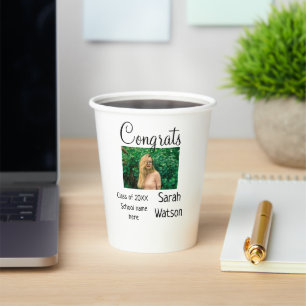 graduation photo simple classic add class year sch paper cups