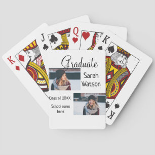 graduation photo simple classic add class year sch poker cards