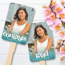 Graduation photo simple modern aqua blue keepsake