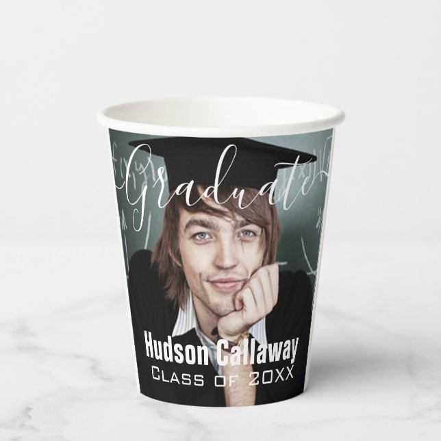 Graduation Photo Simple Modern Open House Party  Paper Cups (Back)