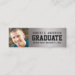 Graduation Photo Sporty Name Card Faux Silver Foil at Zazzle