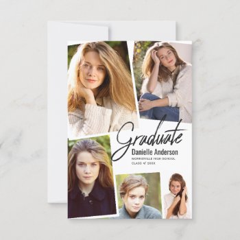 Graduation Photo Story Collage Modern Script Announcement by HolidayInk at Zazzle