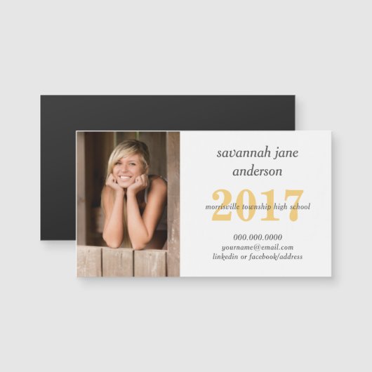 Graduation Photo Student Name Cards Magnets (Front/Back)
