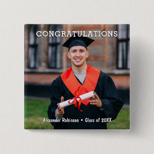 Graduation Photo Stylish Keepsake Button