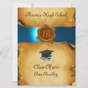 GRADUATION PHOTO TEMPLATE PARCHMENT blue Wax Seal