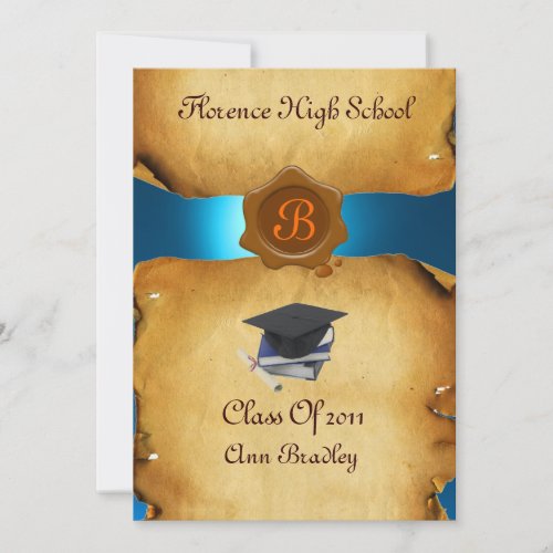 GRADUATION PHOTO TEMPLATE PARCHMENT blue Wax Seal